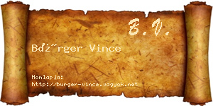 Bürger Vince névjegykártya