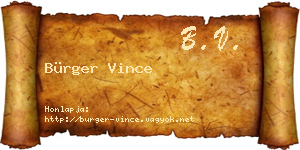 Bürger Vince névjegykártya